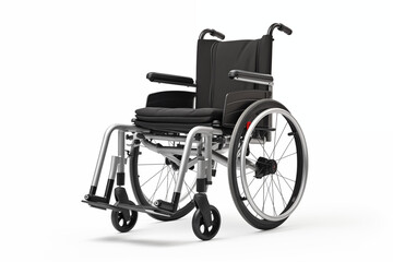 Wheelchair on white background. Old age related topics. Disabled person. Disability related topic. Nursing home. Image for graphic designer. Wheelchair on white background.