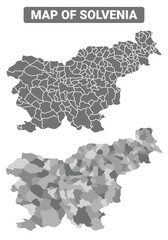 Obraz premium Greyscale Slovenia political map with borders outline style vector illustration set