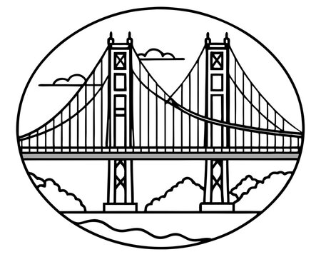 recommend clip art: Golden Gate Bridge line art drawing