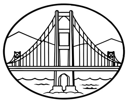 recommend clip art: Golden Gate Bridge line art drawing