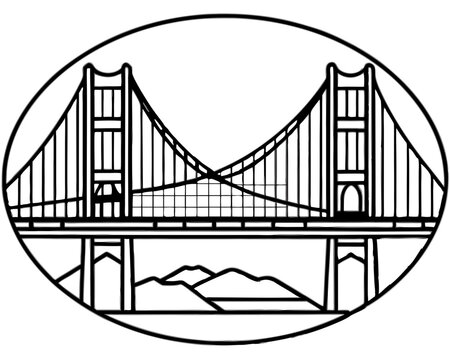 recommend clip art: Golden Gate Bridge line art drawing