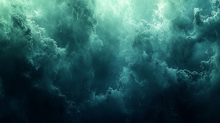 Obraz premium A grainy gradient background with dark blues and greens fading into lighter shades, evoking the mysterious and calm essence of deep underwater scenes.