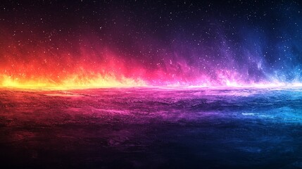 Obraz premium A grainy gradient background with deep purples, blues, and hints of bright pinks, resembling a fantastical sunset seen from a faraway galaxy.