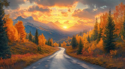 A picturesque road surrounded by autumn foliage