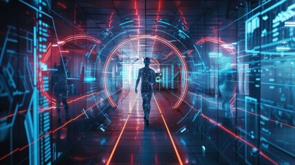 Fototapeta premium Digital Realm: A Journey Through Cyberspace