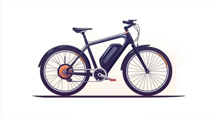 Fototapeta premium An artistic, flat style illustration of a modern electric bicycle with semi transparent panels,