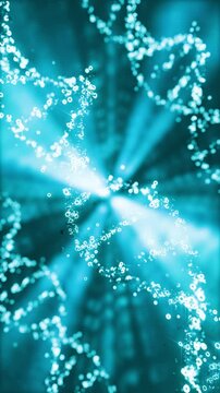3D animation of blue colored DNA helix moving in loop