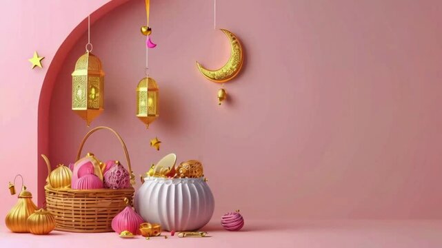 easter eggs in a basket with flowers