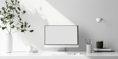 A minimalist web design with ample white space, thin borders, and monochrome elements accentuated by subtle color highlights.