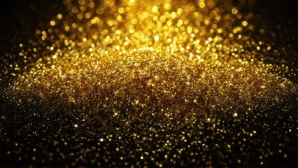 Luxurious and magnificent gold glittering sprinkles. With a dark and elegant background