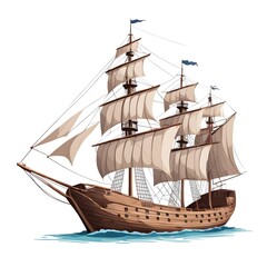Old wooden ship vector ilustración