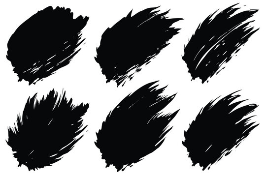Grunge Brush Stroke, Vector Design Element. Empty Black Background Illustration. Ink Blob Isolated on White Background