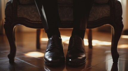 Shoes on chair by groom