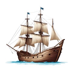 Old wooden ship vector ilustración