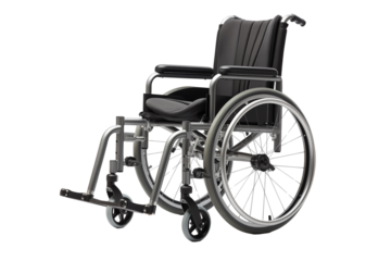 Wheelchair on transparent background. Png cut out image. Old age related topics. Disabled person. Disability related topic. Nursing home. Image for graphic designer. Image for flyers. 