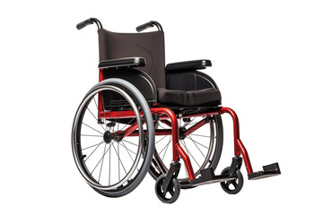 Fototapeta premium Wheelchair on transparent background. Png cut out image. Old age related topics. Disabled person. Disability related topic. Nursing home. Image for graphic designer. Image for flyers. 