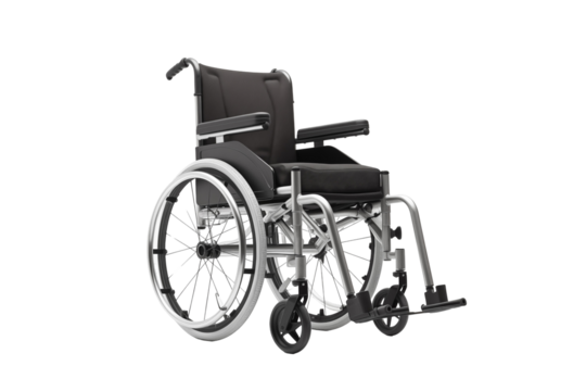 Wheelchair on transparent background. Png cut out image. Old age related topics. Disabled person. Disability related topic. Nursing home. Image for graphic designer. Image for flyers. 