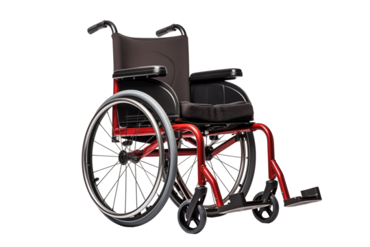 Wheelchair on transparent background. Png cut out image. Old age related topics. Disabled person. Disability related topic. Nursing home. Image for graphic designer. Image for flyers. 