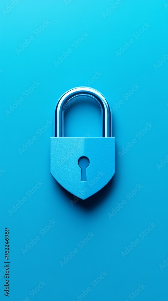 Aufkleber blue padlock on a matching blue background, symbolizing digital security and data protection. minima