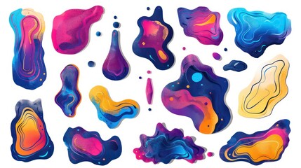 Obraz premium A collection of 18 colorful abstract shapes in various sizes and styles. They are perfect for adding a touch of creativity to your designs.