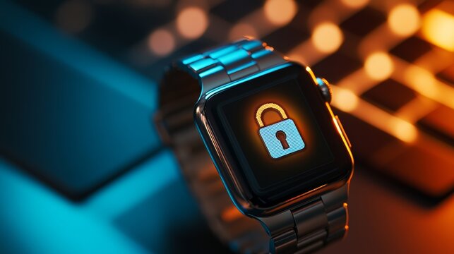 Glowing lock icon on digital servers in a data center. Cybersecurity and data protection in server environments.