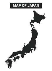 Simple Japan Black map flat vector illustration