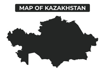 Simple Kazakhstan Black map flat vector illustration