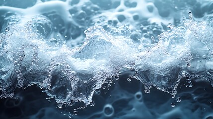 Fototapeta premium Abstract blue water splash with white droplets.