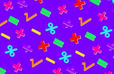 pattern with colorful mathematic symbols, seamless pattern with mathematic sign, mathematic sign, seamless background with mathematic symbol, mathematic symbol, purple background, pattern, background
