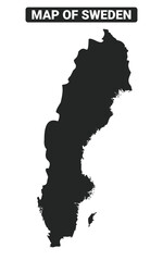 Simple Sweden Black map flat vector illustration
