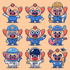 Fototapeta premium 2d vector illustration emoji emote for social media icon for fruits and animals cute character 