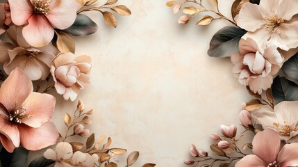 wedding invitation design, elegant botanical gold frame for showcasing event details or special messages, adding a touch of luxury to your wedding dcor