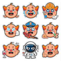 Fototapeta premium 2d vector illustration emoji emote for social media icon for fruits and animals cute character 