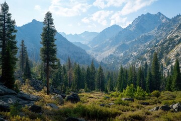 Fototapeta premium Eastern Sierras Hiking in Yosemite National Park. Majestic Scenery of the Merced and Nevada Mountains