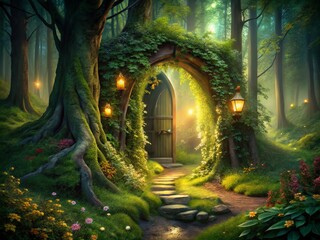 Leafy Abundance Night Forest Entrance Whispered Secrets Ancient