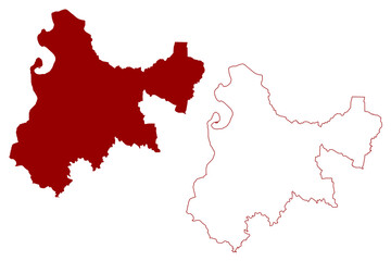 Andelfingen District (Switzerland, Swiss Confederation, Canton of Zürich or Zurich) map vector illustration, scribble sketch Bezirk Andelfingen, Zürcher or Zurcher Weinland map