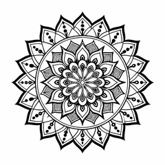 Mandala Line Art Silhouette Vector Illustration