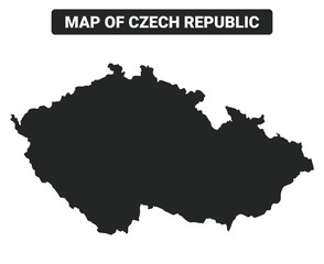 Simple Czech Republic Black map flat vector illustration