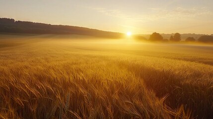 Obraz premium Wheat Field at Sunset