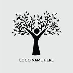 Fototapeta premium A black shape human tree logo design