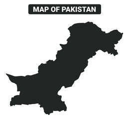 Obraz premium Simple Pakistan Black map flat vector illustration