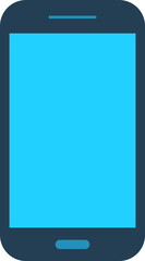 Flat Mobile Phone Blue Color Icon Isolated PNG Illustration