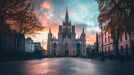Fototapeta premium St. Patricks Cathedral in Dublin. Saint Patrick's Day Celebration at Famous Irish Landmark