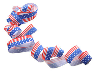 Ribbon in colors of American flag isolated on white