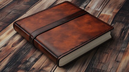 Personalized leatherbound journal with name embossing, elegant stationery, 3D illustration