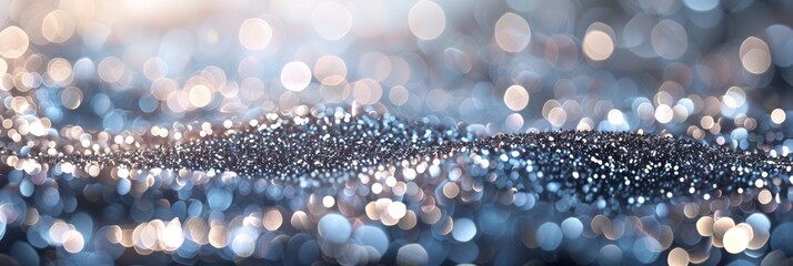 Abstract silver background with glitter and bokeh 3d rendering Abstract background Silver tinsel...