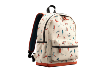 Schoolbag for kids on transparent background. PNG cut out. School related themes. Back to school. School holidays. Learning at school. Image for graphic designer. Image for flyers.