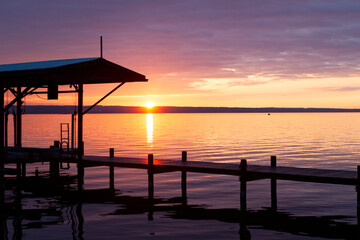 A Jetty at Sunset in Upstate New York, USA