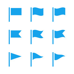 Blue flag icon set