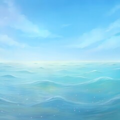 Fototapeta premium Calm ocean view with soft waves, clear blue sky, and serene atmosphere 